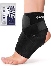 Boldfit Black Color Adjustable Ankle Support Brace For Injuries