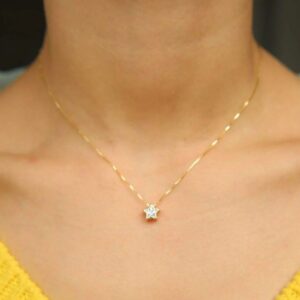 Woman Golden Color Star Neck Chain