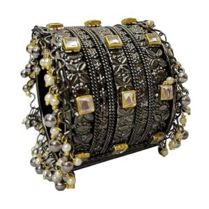 Oxidised Antique Adjustable Bracelet Kada For Women And Girls