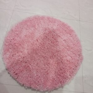 Soft Polyester Antislip Round Fluffy Fur Rugs Carpet Pink Color 3X3 Feet