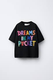 Zara Black Colour T Shirt Top For Kids Girls Size 8 To 9Y