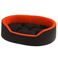 Orange And Black Color Round Dog Bed