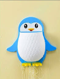 Plastic Wall Mounted Penguin Design Toothpaste Holder Blue