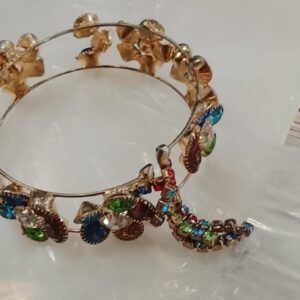 Goldcolored Band And Multicolored Gemspoint Women Bracelet