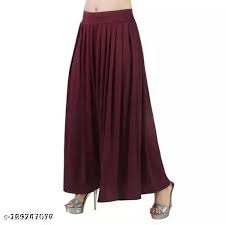 Wine Color Women Pleated Palazzo Size L