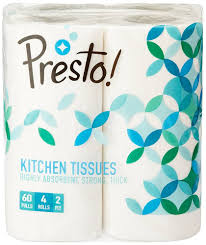 Presto 2 Ply Kitchen Tissue Towel Paper Roll 2 Play 60N Pack Of 6