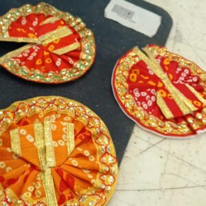 Laddu Gopal Orange And Golden Printed Dress Size 5 Pack Of 3