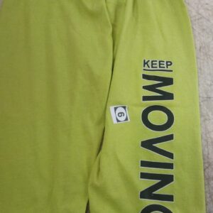 Unisex Kids Lime Color Cotton Moving Printed Trousers For 2Yr