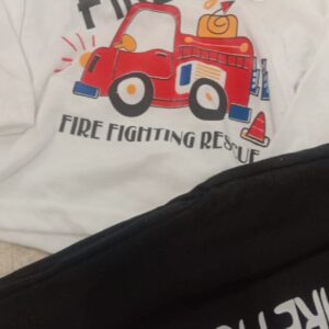 White Hoodie T Shirt And Black Trousers For Boys Kids For 6 To 7 Month