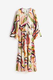 H And M Multi Colour Lace Up Kaftan Dress For Women Size Xl