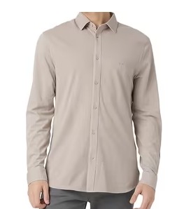 Armani Exchange Men Regular Fit Cotton Stretch Shirt Ivory Size L