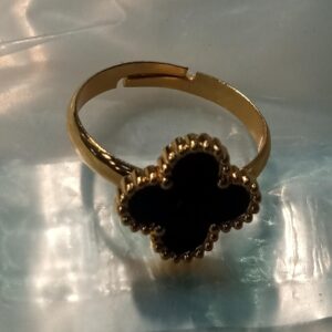 Gold Plated Black Ring For Women