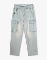 Dnmx Light Blue Denim Cargo Jeans For Boys Kids For 9 To 10Yr