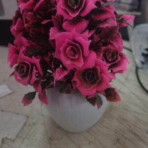 Pink Color Artificial Flower With Pot For Home Decoration