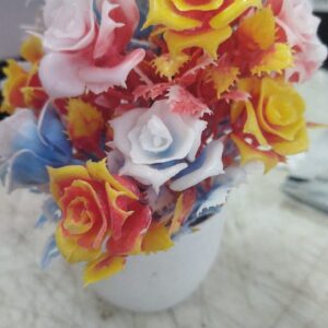 Multicolor Artificial Flower With Pot For Home Decoration