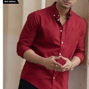 Powerlook Brick Red Oxford Shirt Size s Red