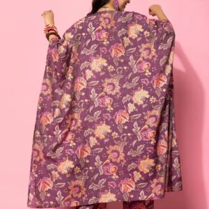 Libas Women Wine Printed Cotton 2 Piece Co Ords Size S