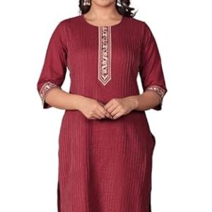 Aramya Maroon Printed Straight Kurta For Women Size 5Xl