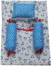 Miss Chief By Flipkart Cotton Baby Bed Sized Bedding Set Blue 1 Mattress 3 Pillow