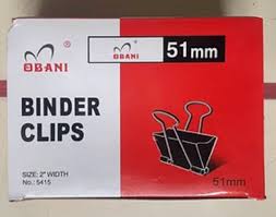 51Mm Obani Black Binder Clips 12 Pc