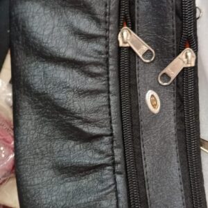 Black Leather Bag Or Purse With Two Zippers