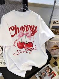 Superstar White Cherry Printed CottonBlend TShirt Size M