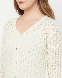 Rangmanch By Pantaloons Women Off White Acrylic Cardigan Size Free