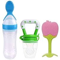 Manan Shopee Baby Fruit Nibbler And Food Feeder Silicone Teether Combo Pack Multicolor