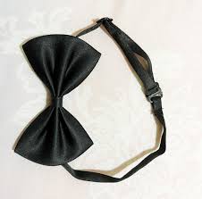 Classic MenS Silk Satin Bow Tie Adjustable Solid Color Necktie For Wedding Party Black