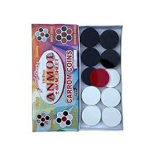 Kapy Carrom Board Coins Acrylic With Free Striker And Carrom Powder Of Premium Glossy Finish Set Of 19Pcs Carrom Coins