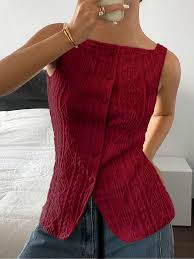 Savana Textured Tank Top Savana Burgundy Color Size Xl