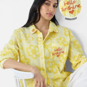 The Should Store Women Yellow Printed Shirt Size Xxl