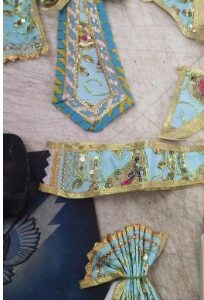 Sky Blue Color Silk Embroidery Laddu Gopal Dress 6 Pcs 8 Inch