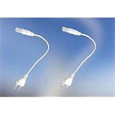 Led Rope Adaptor 220V 2 Pin 6Mm Plug Strip Rope Light Adaptor White Indian Plug Pack Of 2