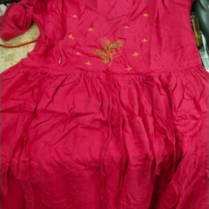 Women Red Printed Colour Frock Dress Size L