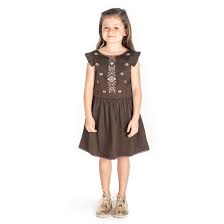 Cherry Crumble California Cotton Blend Kids Square Neck ALine Dress Brown Colour Size 28