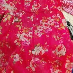 Pure Soft Fox Georgette Floral Print Fabric Fully Flair Dress Size 3Xl