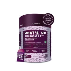 WhatS Up Wellness Beauty Gummies For Hair Growth Bright Skin Strong Nails 60N