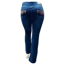 Regular Ladies Dobby Denim Jeans Button Straight Blue Jeans Size 26