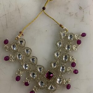 Wine Purple Bead Kundan Necklace For Women