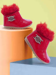 Kids Girls Boots Single Buckle Zipped Furred Long Shoes Boots Size 11