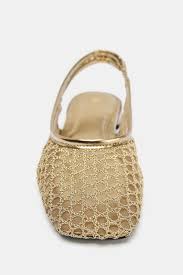 Zara Metalliceffect Braided Slingback Shoes Size 42