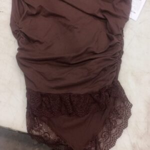 Savana Women Lace Trimmed Top Brown Colour Size S