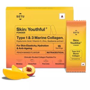 Setu Skin Youthful Marine Collagen Powder Unisex Peach Mango Flavor 15 Sachets
