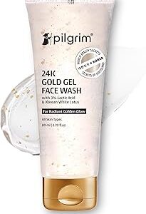 Pilgrim 24K Gold Gel Face Wash With Korean White Lotus And Lactic Acid 80Ml