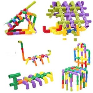 Private Lable Colorful Interlocking DIY Pipe Blocks for Kids MultiColored 15 pcs