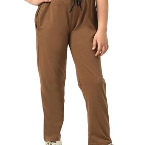 Yousta womens Solid Pure Cotton Regular Fit Lower Trackpant brown Size M