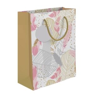 PaperPep Golden Silver Leaves Pattern PrintGift Paper Bags Large 17X125X475 inchesGolden Silver Leaves Pattern PrintGift Paper Bags Large 17X125X475 inches