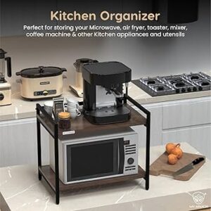 MY ARMOR 2Tier Wooden Microwave Stand for Kitchen brown colour