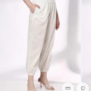 AVAASA MIX N MATCH Women Cotton Salwar with Drawstring Waist For Women White Size XXL